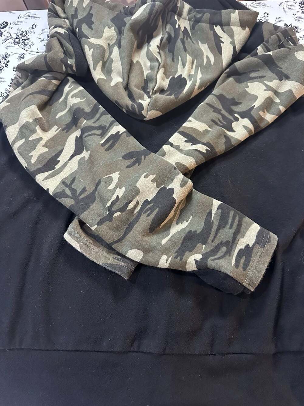 Ampersand Ave Half-Zip Colorblock Camo Fleece Hoodie - Picture 3 of 4